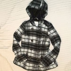 S Aeropostle Plaid Charcoal Black and White Jacket